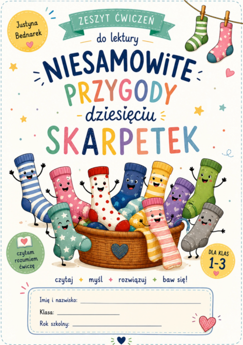 Podgląd stron z zestawu ćwiczeń do lektury Niesamowite przygody dziesięciu skarpetek – Kreatywnik.com.pl