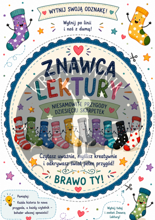 Podgląd stron z zestawu ćwiczeń do lektury Niesamowite przygody dziesięciu skarpetek – Kreatywnik.com.pl