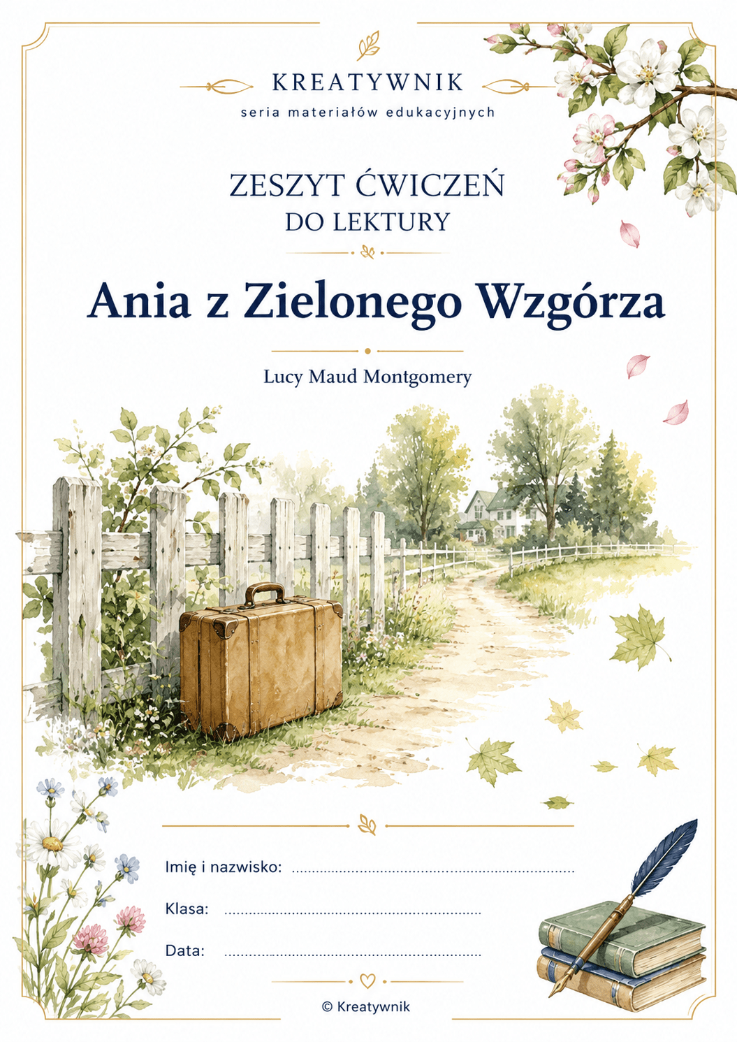 Ania z Zielonego Wzgórza 1 Zdjęcie główne okładki zestawu ćwiczeń i kart pracy do lektury Ania z Zielonego Wzgórza – Kreatywnik.com.pl