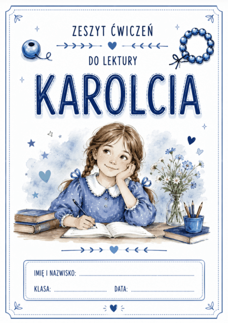 Okładka kreatywnego zeszytu lektury, kart pracy i zadań do książki Karolcia Marii Krüger ze sklepu kreatywnik.com.pl