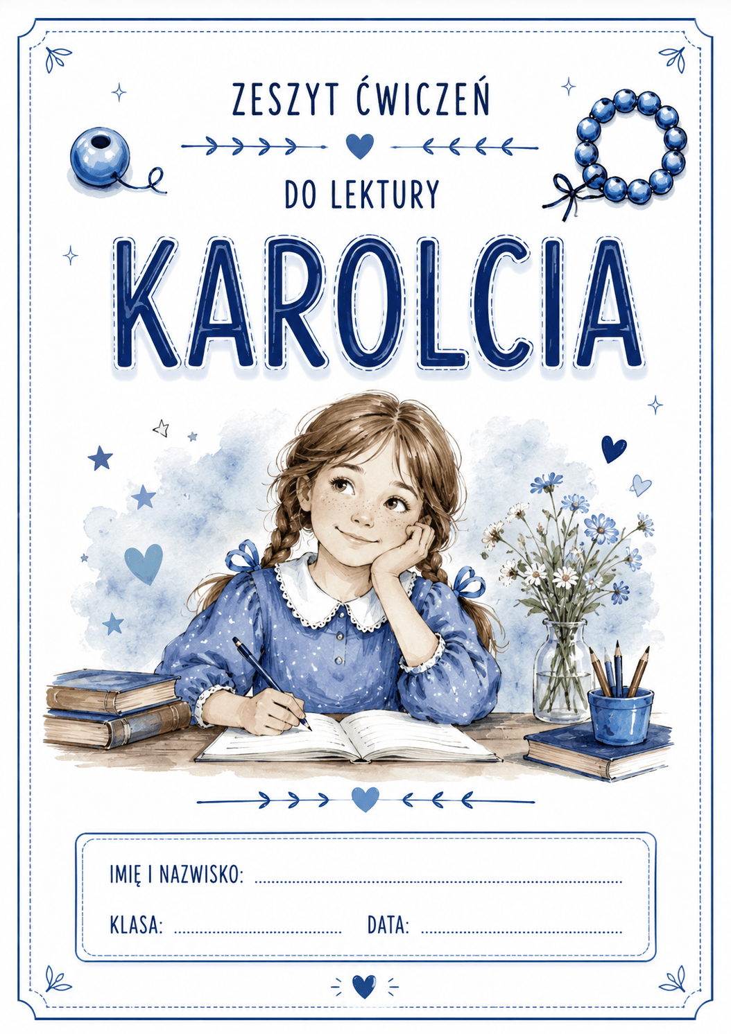 Okładka kreatywnego zeszytu lektury, kart pracy i zadań do książki Karolcia Marii Krüger ze sklepu kreatywnik.com.pl