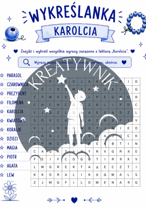 Podgląd stron z kreatywnego zeszytu lektury do książki Karolcia – Kreatywnik.com.pl
