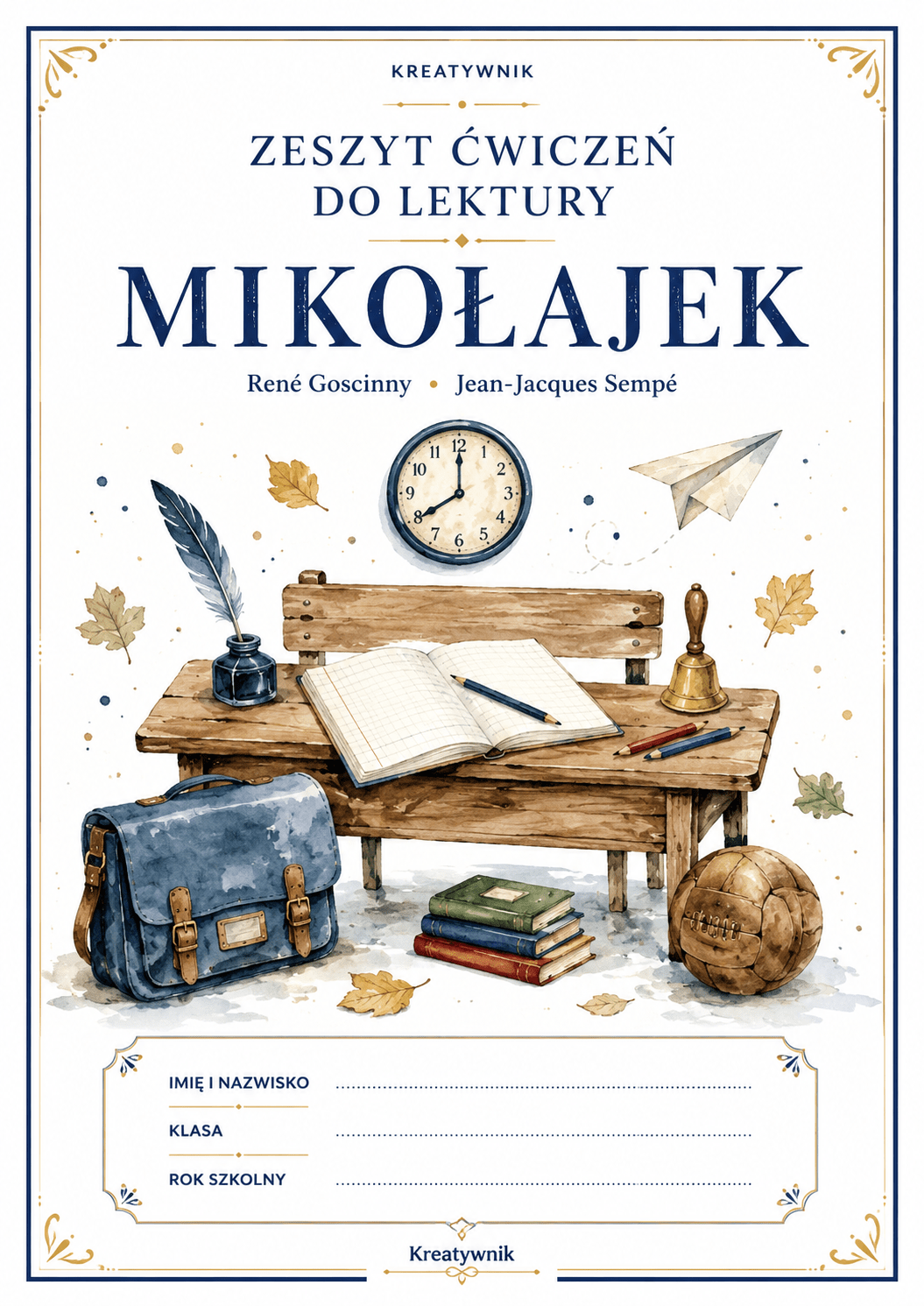 Zdjęcie główne okładki kreatywnego zeszytu lektury do książki Mikołajek – Kreatywnik.com.pl