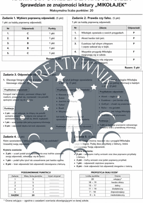 Podgląd stron z kreatywnego zeszytu lektury do książki Mikołajek – Kreatywnik.com.pl