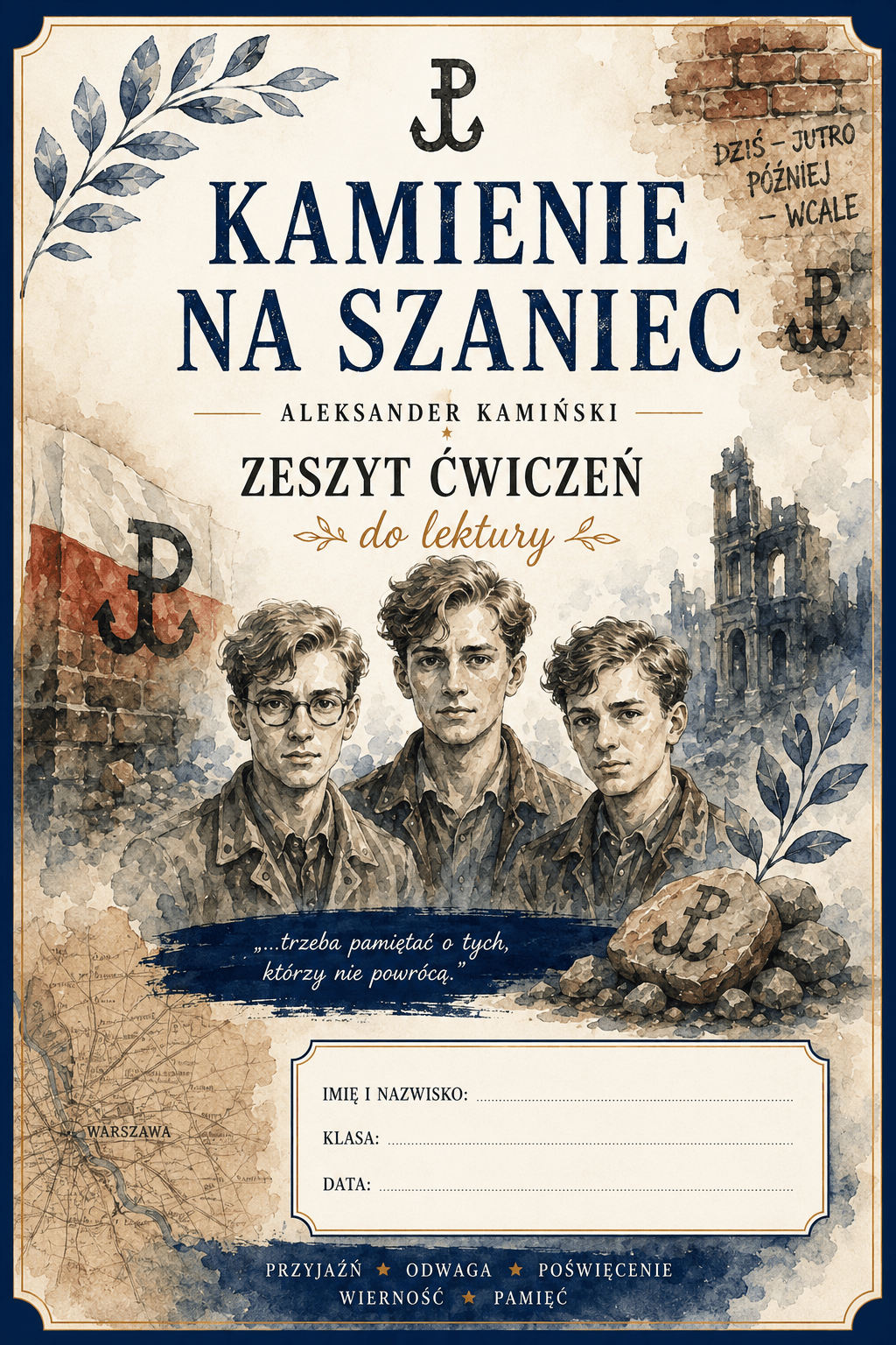 Zdjęcie tytułowe zestawu ćwiczeń do lektury Kamienie na szaniec – Kreatywnik.com.pl