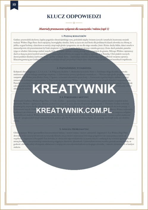 Dziady cz.2 – Karta pracy 10 Dziady cz.2 – karta pracy: Klucz odpowiedzi (Klasy 7–8)