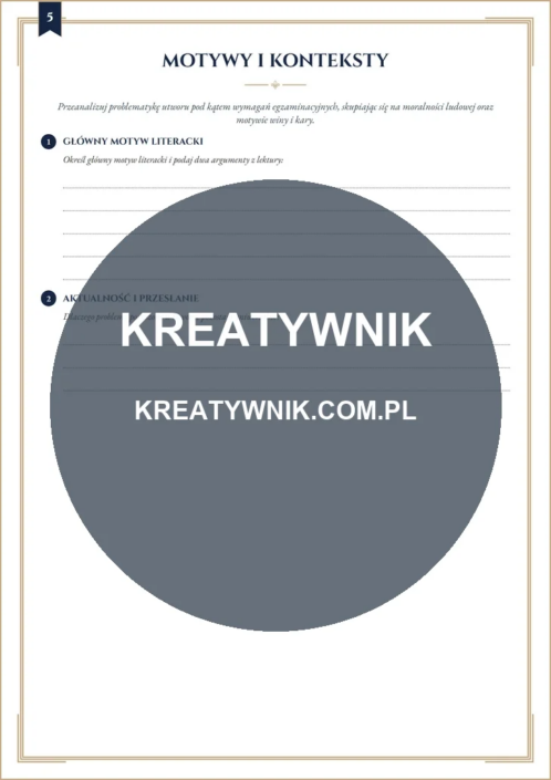 Dziady cz.2 – Karta pracy 5 Dziady cz.2 – karta pracy: Motywy i konteksty (Klasy 7–8)