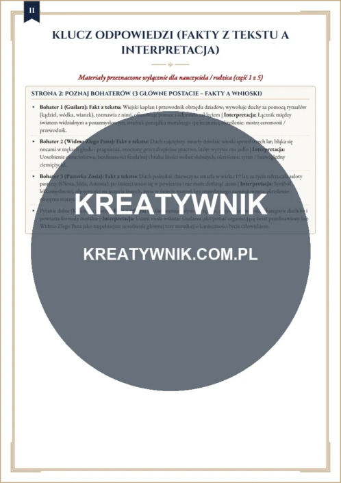Dziady cz. II – Karty pracy (Kl. 7–8) – Strona 11 Dziady cz. II – Karty pracy (Kl. 7–8) – Strona 11