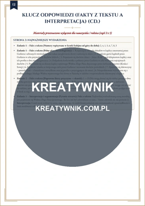 Dziady cz. II – Karty pracy (Kl. 7–8) – Strona 12 Dziady cz. II – Karty pracy (Kl. 7–8) – Strona 12