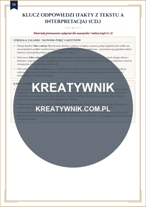 Dziady cz. II – Karty pracy (Kl. 7–8) – Strona 14 Dziady cz. II – Karty pracy (Kl. 7–8) – Strona 14
