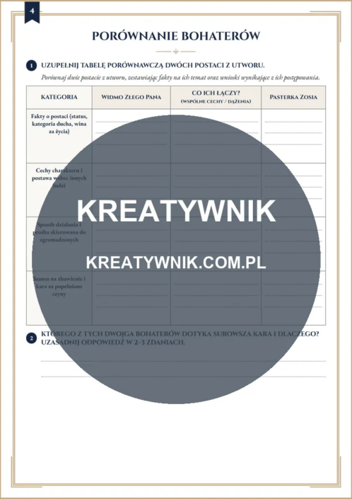 Dziady cz. II – Karty pracy (Kl. 7–8) – Strona 4 Dziady cz. II – Karty pracy (Kl. 7–8) – Strona 4