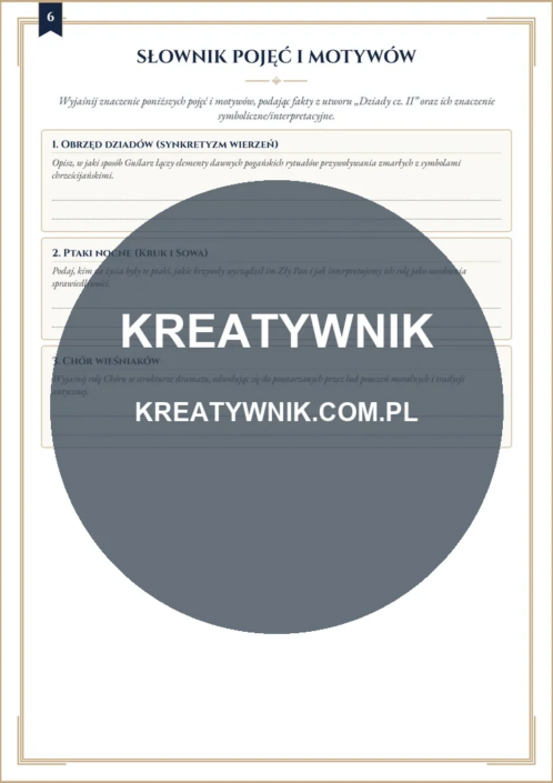 Dziady cz. II – Karty pracy (Kl. 7–8) – Strona 6 Dziady cz. II – Karty pracy (Kl. 7–8) – Strona 6