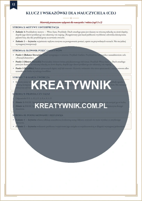 Dziady, część. II – Karty pracy (Kl. 7–8) – Strona 12 Dziady, część. II – Karty pracy (Kl. 7–8) – Strona 12