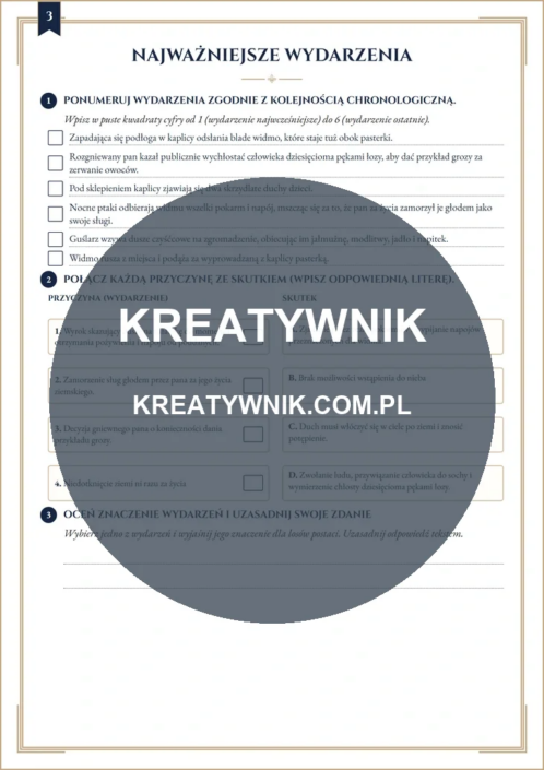Dziady, część. II – Karty pracy (Kl. 7–8) – Strona 3 Dziady, część. II – Karty pracy (Kl. 7–8) – Strona 3