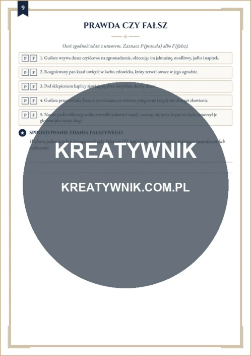 Dziady, część. II – Karty pracy (Kl. 7–8) – Strona 9 Dziady, część. II – Karty pracy (Kl. 7–8) – Strona 9