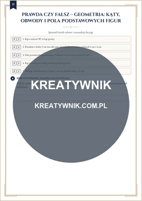 Geometria: kąty – Karty pracy (Kl. 4) – Strona 11 Geometria: kąty – Karty pracy (Kl. 4) – Strona 11
