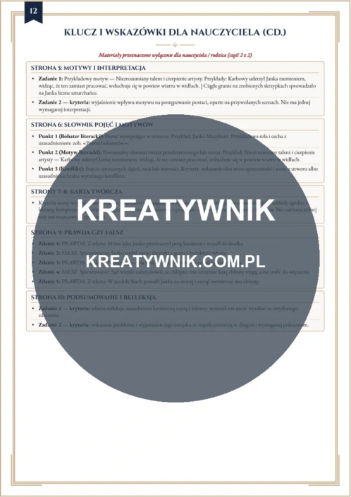 Janko Muzykant – Karty pracy (Kl. 4–6) – Strona 12 Janko Muzykant – Karty pracy (Kl. 4–6) – Strona 12