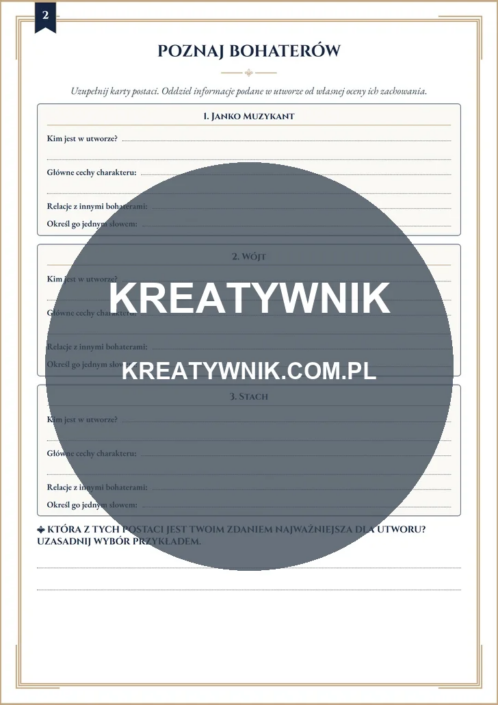 Janko Muzykant – Karty pracy (Kl. 4–6) – Strona 2 Janko Muzykant – Karty pracy (Kl. 4–6) – Strona 2