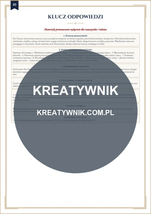 Katarynka – Karta pracy 10 Katarynka – karta pracy: Klucz odpowiedzi (Klasy 4–6)