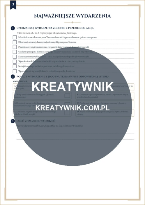 Katarynka – Karta pracy 3 Katarynka – karta pracy: Najważniejsze wydarzenia (Klasy 4–6)