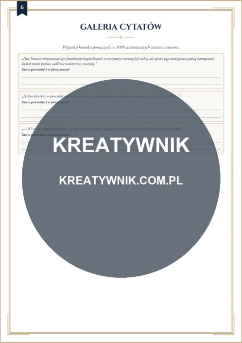 Katarynka – Karta pracy 6 Katarynka – karta pracy: Galeria cytatów (Klasy 4–6)