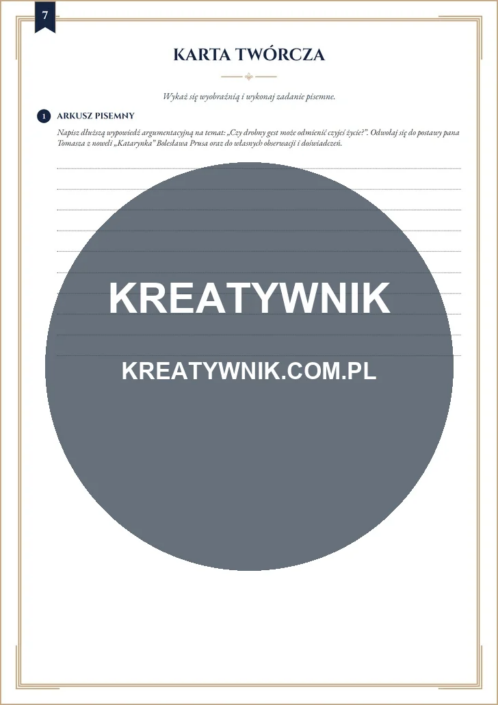 Katarynka – Karta pracy 7 Katarynka – karta pracy: Karta twórcza (Klasy 4–6)