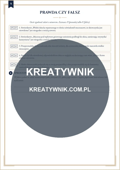 Katarynka – Karty pracy (Kl. 4–6) – Strona 9 Katarynka – Karty pracy (Kl. 4–6) – Strona 9