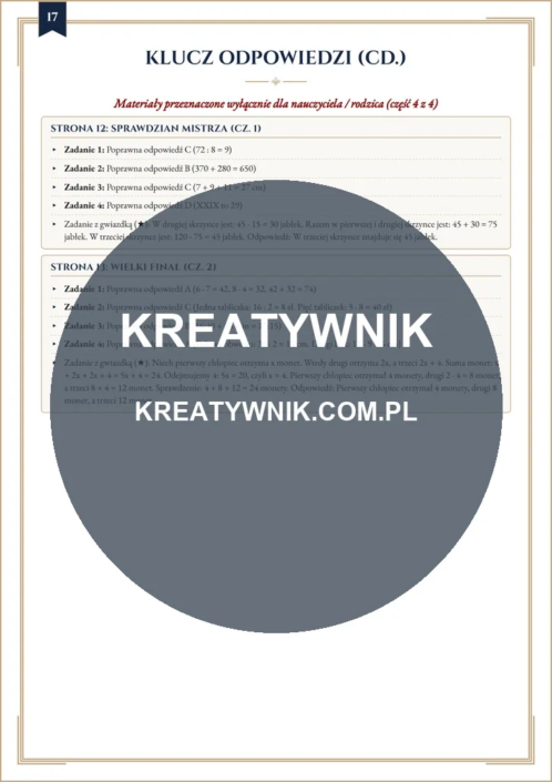 Klasy 3 – Karty pracy (Kl. 3) – Strona 17 Klasy 3 – Karty pracy (Kl. 3) – Strona 17