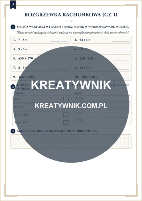 Klasy 3 – Karty pracy (Kl. 3) – Strona 3 Klasy 3 – Karty pracy (Kl. 3) – Strona 3