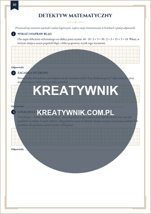 Klasy 4 – Karty pracy (Kl. 4) – Strona 10 Klasy 4 – Karty pracy (Kl. 4) – Strona 10
