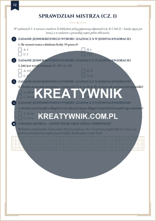 Klasy 4 – Karty pracy (Kl. 4) – Strona 12 Klasy 4 – Karty pracy (Kl. 4) – Strona 12