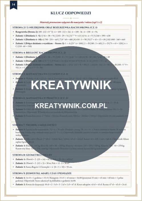 Klasy 4 – Karty pracy (Kl. 4) – Strona 14 Klasy 4 – Karty pracy (Kl. 4) – Strona 14