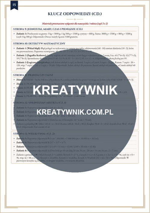 Klasy 4 – Karty pracy (Kl. 4) – Strona 15 Klasy 4 – Karty pracy (Kl. 4) – Strona 15