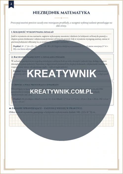 Klasy 4 – Karty pracy (Kl. 4) – Strona 2 Klasy 4 – Karty pracy (Kl. 4) – Strona 2