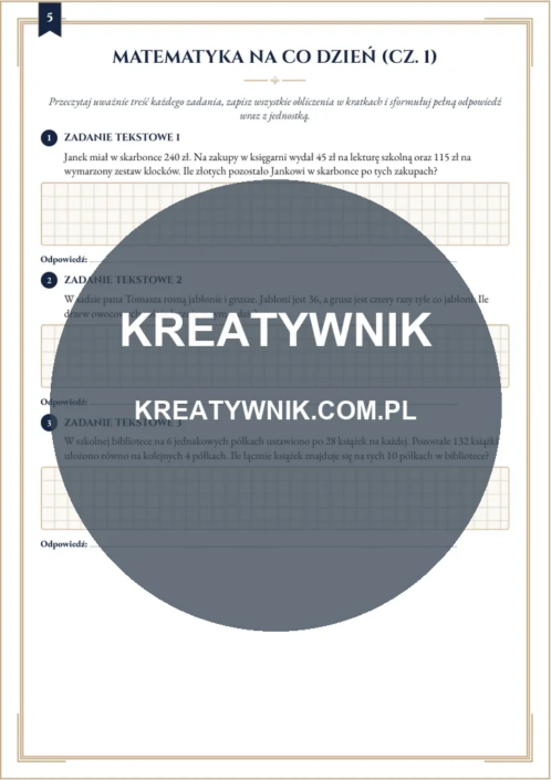 Klasy 4 – Karty pracy (Kl. 4) – Strona 5 Klasy 4 – Karty pracy (Kl. 4) – Strona 5