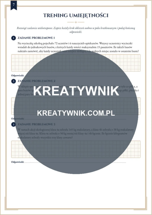 Klasy 4 – Karty pracy (Kl. 4) – Strona 7 Klasy 4 – Karty pracy (Kl. 4) – Strona 7
