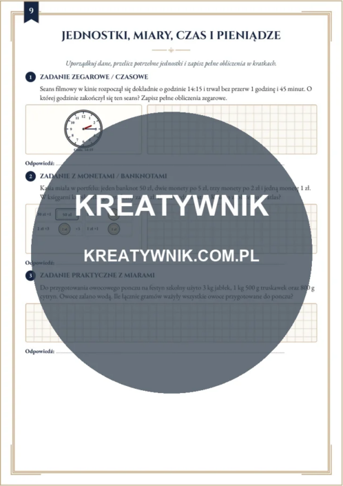 Klasy 4 – Karty pracy (Kl. 4) – Strona 9 Klasy 4 – Karty pracy (Kl. 4) – Strona 9