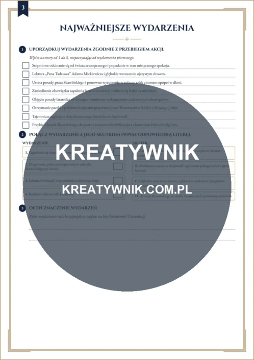 Latarnik – Karta pracy 3 Latarnik – karta pracy: Najważniejsze wydarzenia (Klasy 7–8)