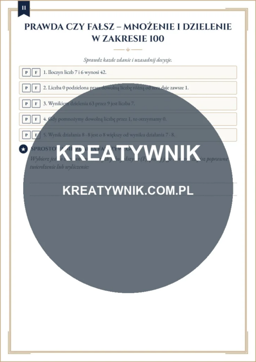 Mnożenie i dzielenie w – Karty pracy (Kl. 3) – Strona 11 Mnożenie i dzielenie w – Karty pracy (Kl. 3) – Strona 11