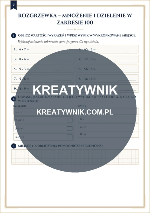 Mnożenie i dzielenie w – Karty pracy (Kl. 3) – Strona 3 Mnożenie i dzielenie w – Karty pracy (Kl. 3) – Strona 3