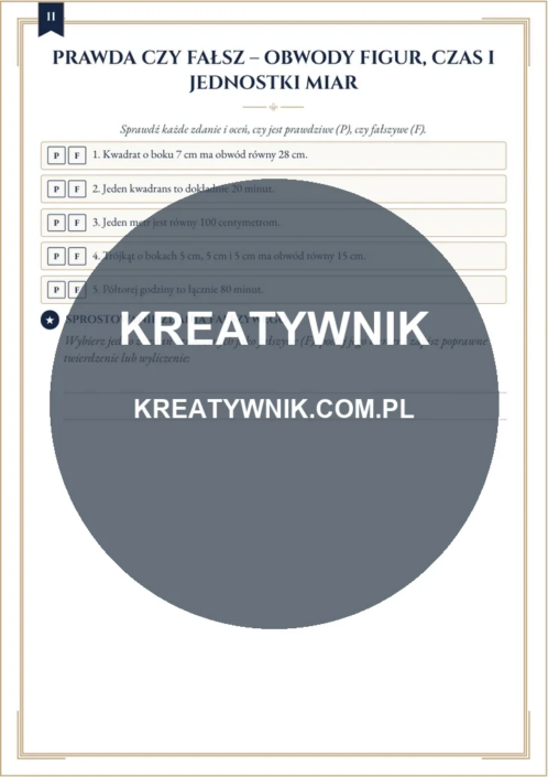 Obwody figur, czas i – Karty pracy (Kl. 3) – Strona 11 Obwody figur, czas i – Karty pracy (Kl. 3) – Strona 11