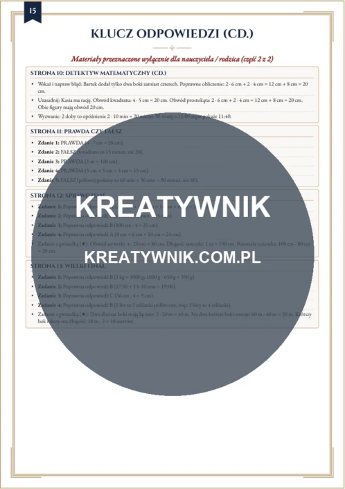 Obwody figur, czas i – Karty pracy (Kl. 3) – Strona 15 Obwody figur, czas i – Karty pracy (Kl. 3) – Strona 15