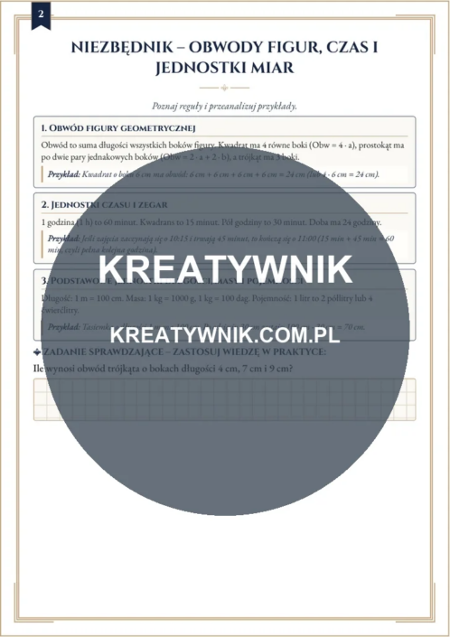 Obwody figur, czas i – Karty pracy (Kl. 3) – Strona 2 Obwody figur, czas i – Karty pracy (Kl. 3) – Strona 2
