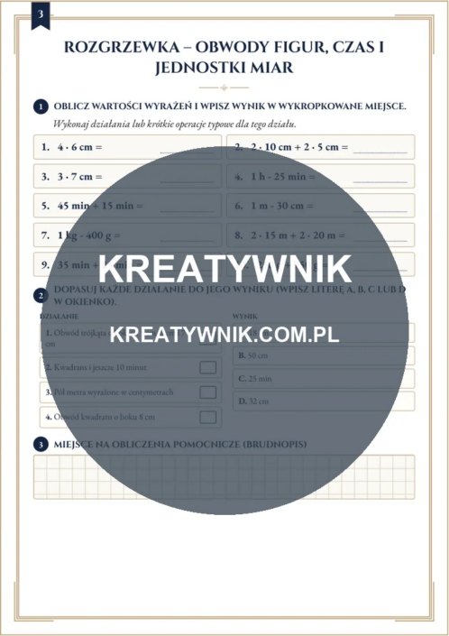 Obwody figur, czas i – Karty pracy (Kl. 3) – Strona 3 Obwody figur, czas i – Karty pracy (Kl. 3) – Strona 3