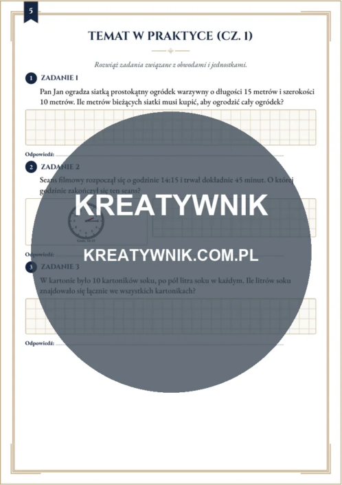 Obwody figur, czas i – Karty pracy (Kl. 3) – Strona 5 Obwody figur, czas i – Karty pracy (Kl. 3) – Strona 5