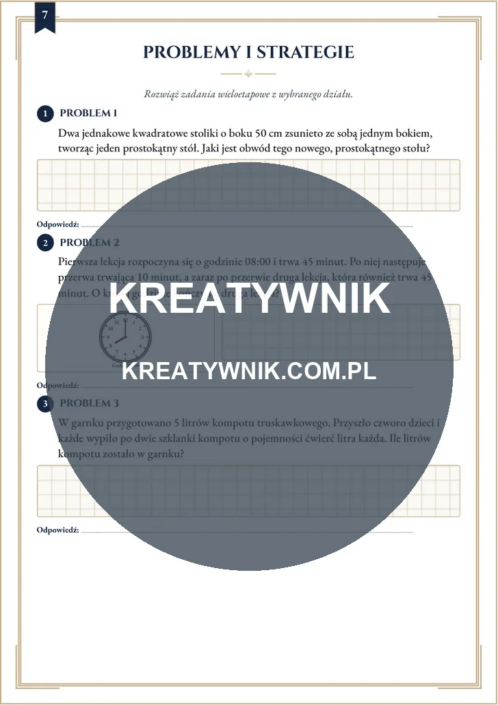 Obwody figur, czas i – Karty pracy (Kl. 3) – Strona 7 Obwody figur, czas i – Karty pracy (Kl. 3) – Strona 7