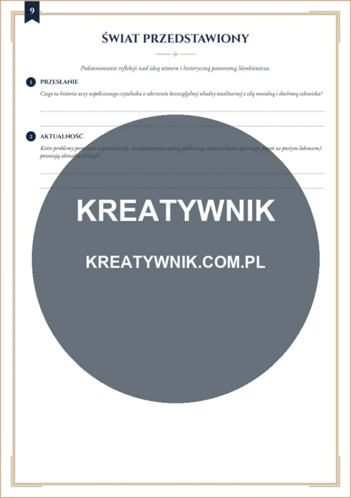 Quo Vadis – Karta pracy 9 Quo Vadis – karta pracy: Świat przedstawiony (Klasy 7–8)